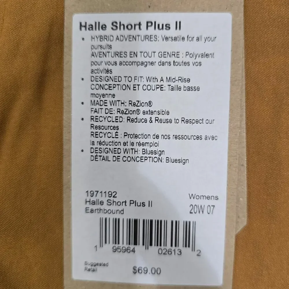 Prana Halle Short Plus II Earthbound Casual Outdoor Hiking Shorts Sz 20w NWT